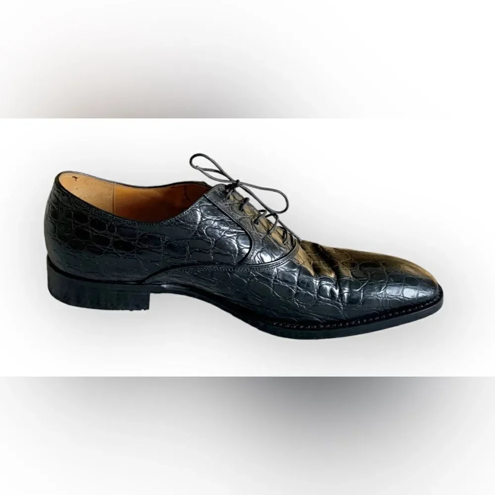 Sergio Rossi, Oxford Crocodile Shoes, Black